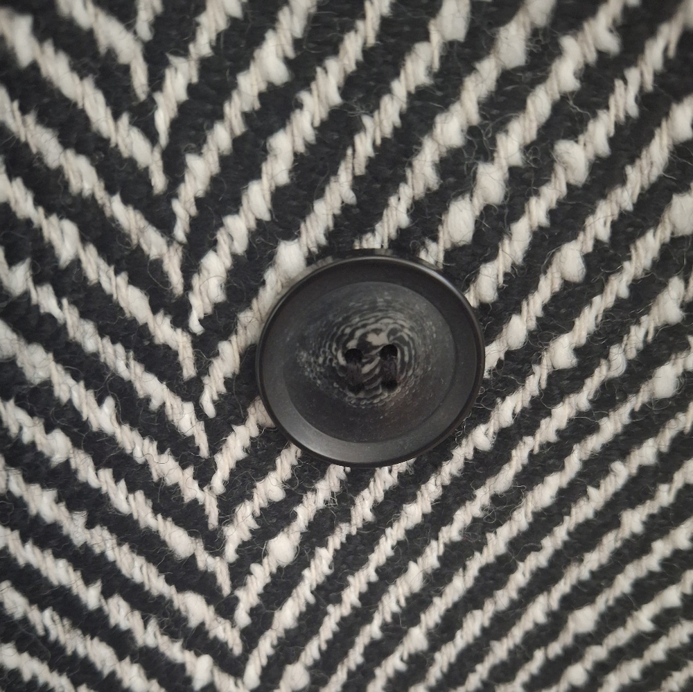 LOFT Herringbone Double Breasted Wool Blend Black White Blazer-Size 14 - NWT - Picture 7 of 12